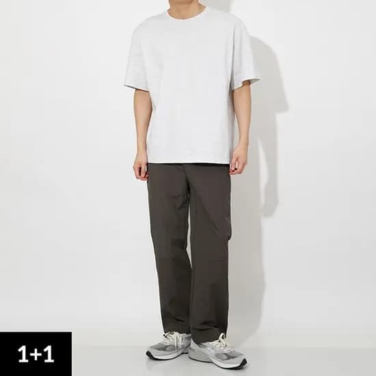 16수 세미오버핏 무지 반팔티 1+1