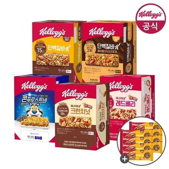 켈로그 에너지바 크런치넛 40g x 6개 + 레드베리 35g x 6개 + 증정 8개 (10,440원/무료)