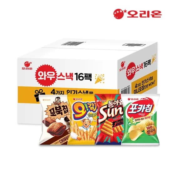 오리온 와우스낵 16팩 552g (토스9,771원 / 무료)