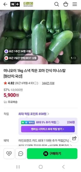 미니오이 kg 외 다양 1kg