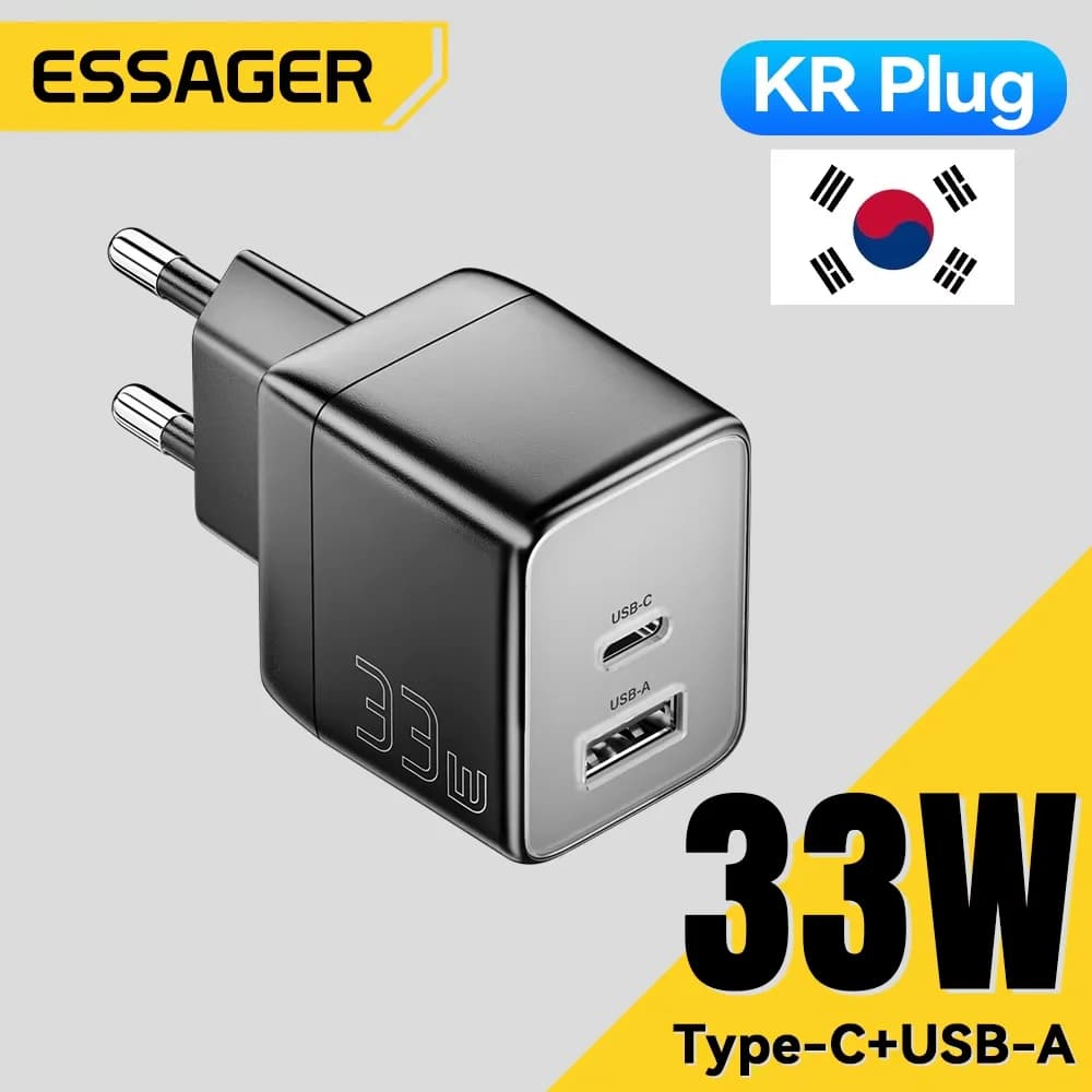 Essager 33W 한국 플러그 GaN 충전기 $3.49