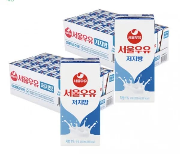 서울우유 저지방 멸균우유 200ml 48개입 (21,900원/무료)