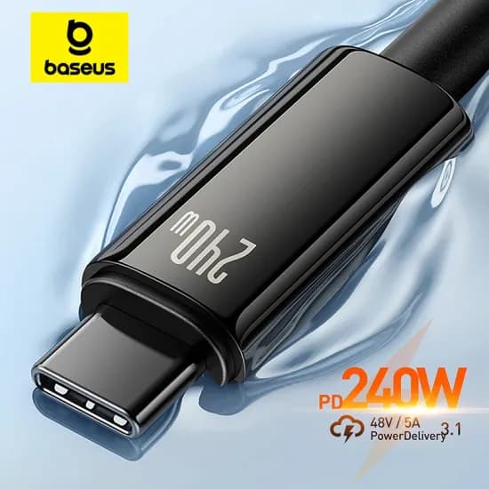 베이스어스 240W USB C 케이블 아이폰 17 16 15 플러스 프로 맥북용 슈퍼차지 샤오미 삼성용 고속 충전 타입 C 케이블
