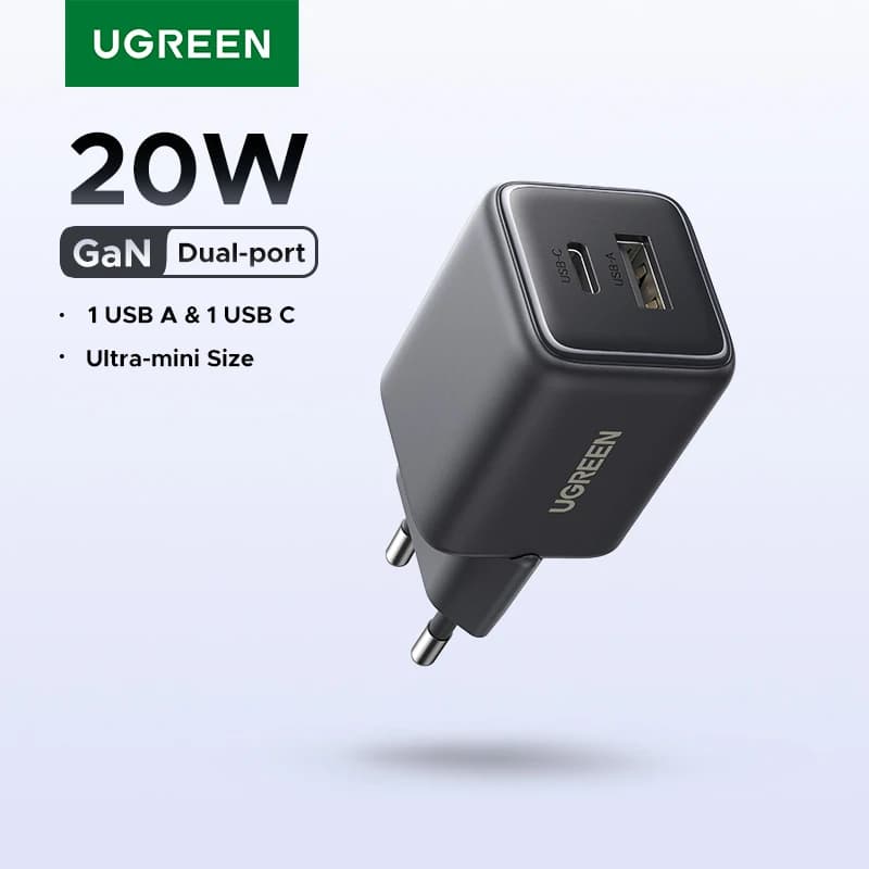 UGREEN 듀얼포트 20W GaN 충전기 $4.70