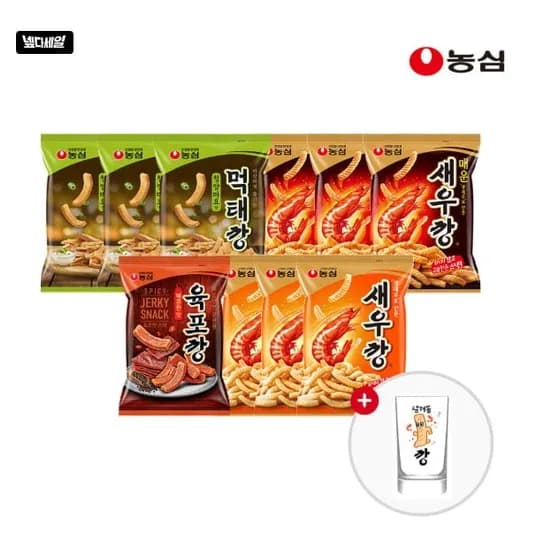농심 안주깡세트(새우깡3+매운새우깡3+먹태깡3+육포깡1)+변색컵 (10,0원/무료)25