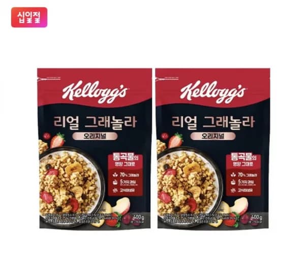 켈로그 리얼 그래놀라 400g 2개 (신한 9,410원 / 무료)