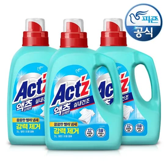 액츠 퍼펙트 실내건조 세탁세제 3Lx2개+1개 총 9L(17,928원/무배)