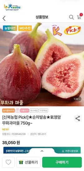 신북농협 신영암 홍무화과 1.5kg내외 15-25입 (28,040원/무료)