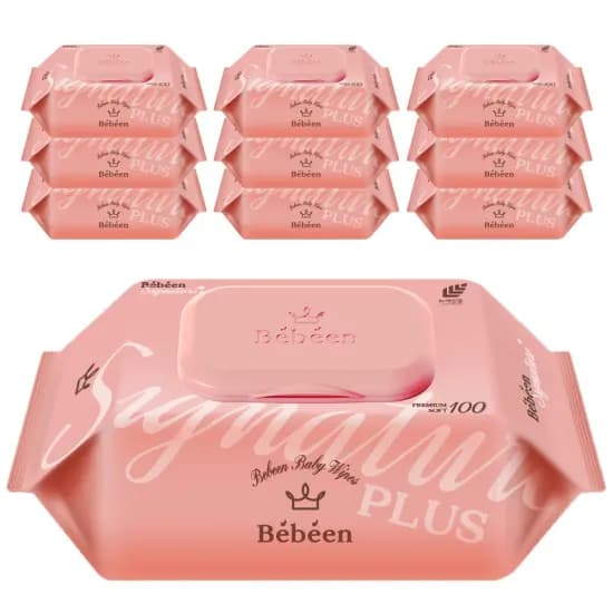 베베앙 시그니처 플러스 영유아 물티슈 엠보싱 캡형 100매 10팩