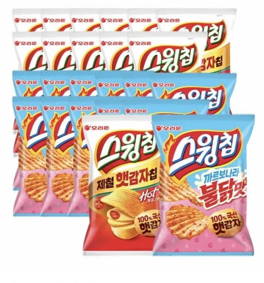 오리온 스윙칩 볶음고추장 2개입 + 까르보나라불닭맛 12개입 (카드24,500원/무료)1