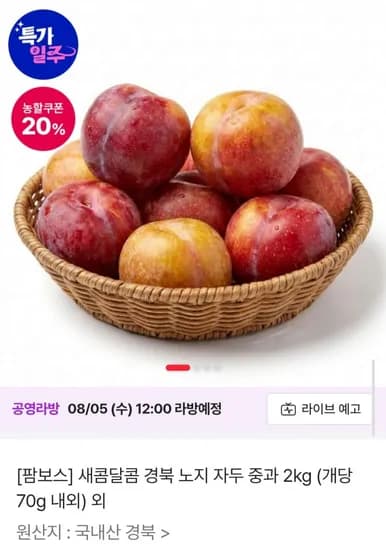 경북 노지 자두 중과 kg (개당 70g 내외) (7,920원/무배)2