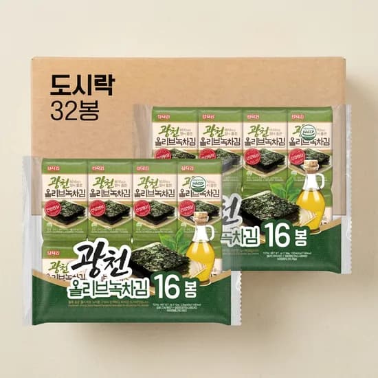 삼육김 올리브녹차 도시락김 4g32봉 (8,400원/무료)