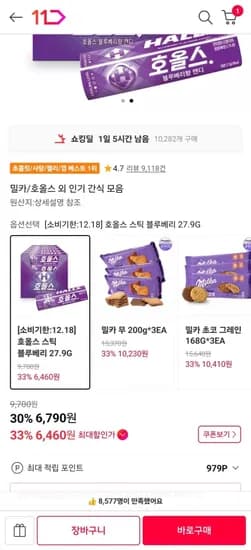 호올스 블루베리 7,9g x 20개 (6,790원/무료)2