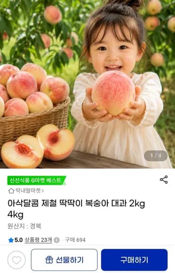 제철 딱딱이 복숭아 대과 2kg (13,810원/무배)