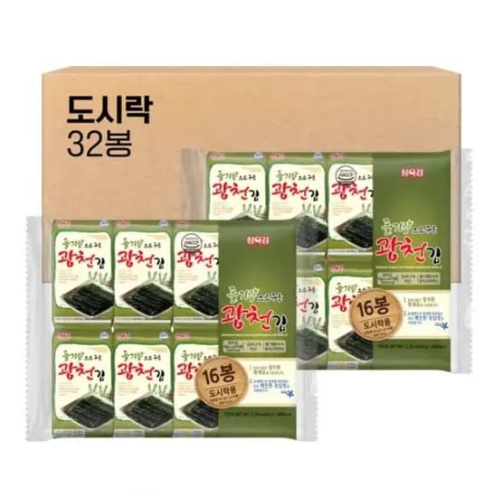 삼육김 들기름으로 구운 광천김 도시락김, 4g, 32봉 (4,00원/무배)9