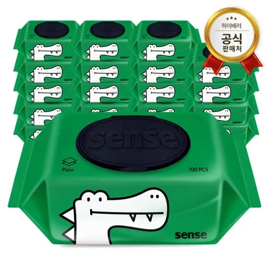 센스 물티슈 대용량 악어 캡형 100매 10+10팩 40GSM