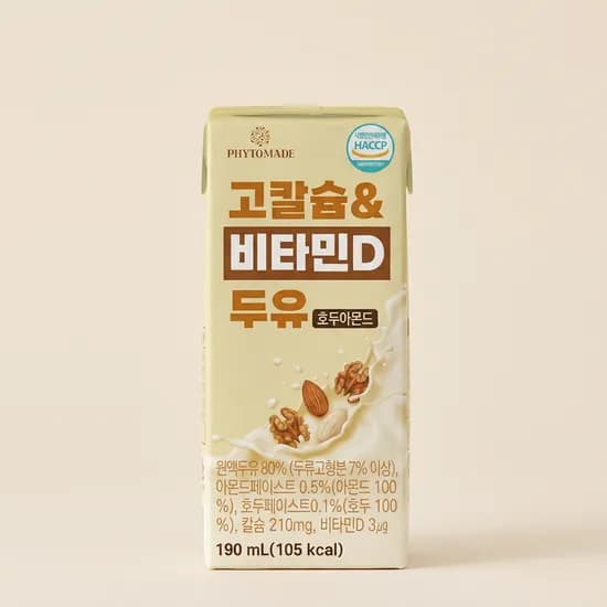 파이토메이드 고칼슘&비타민D 두유 호두아몬드 190ml 24개 (8,800원/무료)