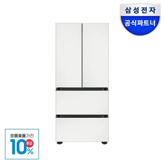 삼성전자 비스포크 AI 김치플러스 1등급 4도어 RQ49DB94Y1AP 490L 스탠드형 김치냉장고 코타화이트