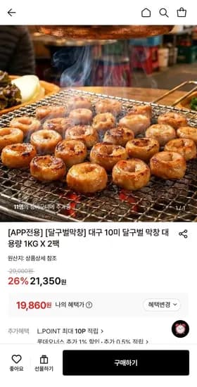 달구벌 생막창 1kg 2팩 (19,860원/무료)