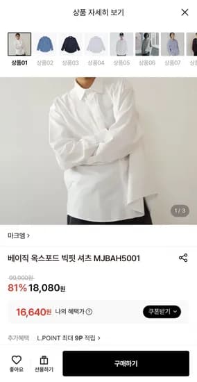 베이직 옥스포드 빅핏 셔츠 (16,640원/무료)