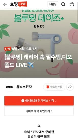 유닉스 디오폴드 접이식 BLDC 드라이기 (99,000원/무료)