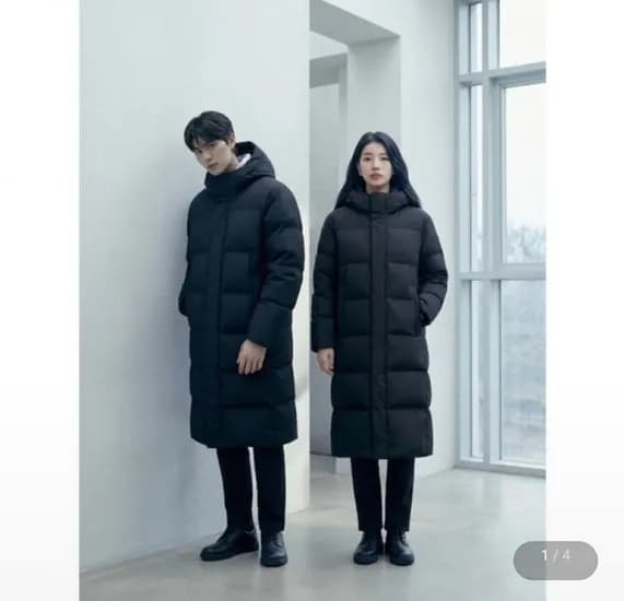 K 씬에어 HELLO 공용 기본 롱 패딩 다운
