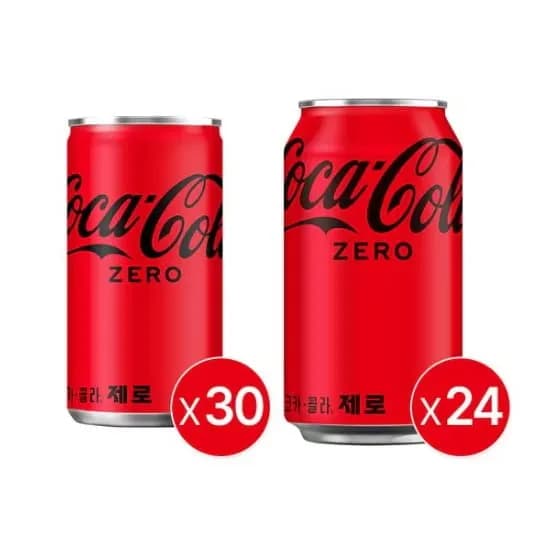 코카콜라 제로 350ml 24캔 + 190ml 30캔 (27,027원/무료)