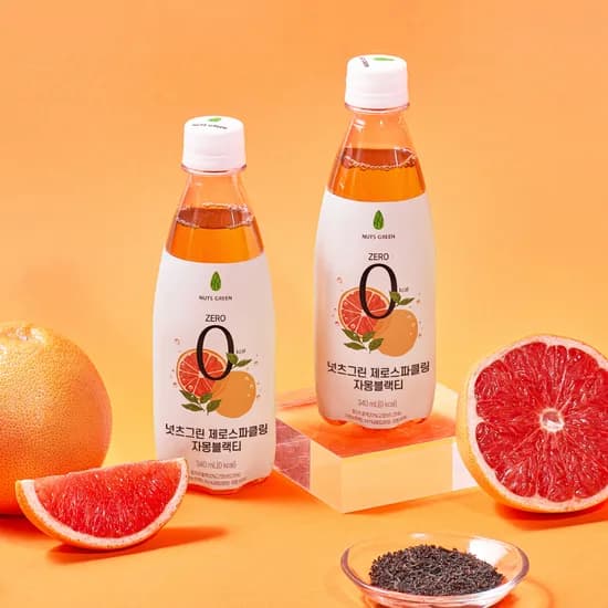 넛츠그린 제로스파클링, 자몽블랙티, 340ml, 6개(4,500원/무료배송)