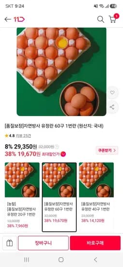 자연방사 유정란 60구 1번란