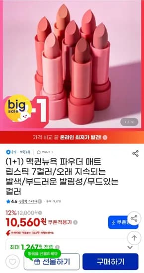맥퀸뉴욕 파우더 매트 립스틱 2개