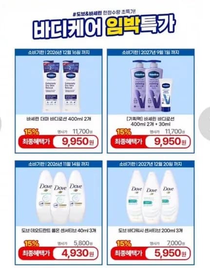 바세린 더마 바디로션 400ml 2개