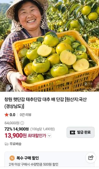 창원 햇단감 태추단감 대추 배 단감