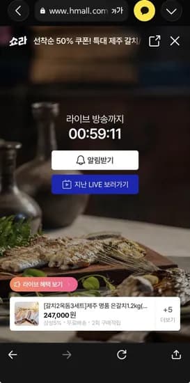 제주갈치/옥돔 라이브 선착순 50% 할인쿠폰 증정 핫딜 13,5002