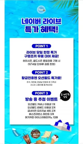 비발디파크 오션월드 하이시즌 종일권 구명조끼 포함 (40,500원/무료)