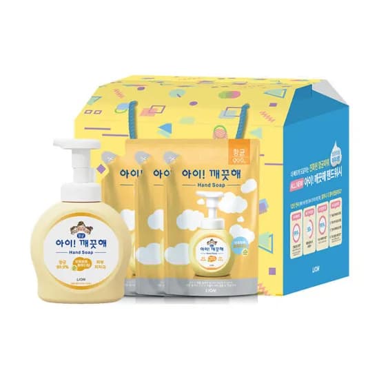 아이깨끗해 핸드워시 선물세트 본품 용기 490ml 1개 리필 450ml 3개