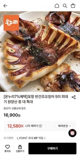 원양산 반건조오징어 중 5미 550g 외 다양