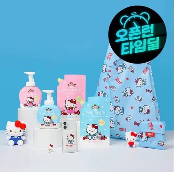 아이깨끗해 헬로키티 핸드워시 본품 490ml 2개 리필 450ml 2개