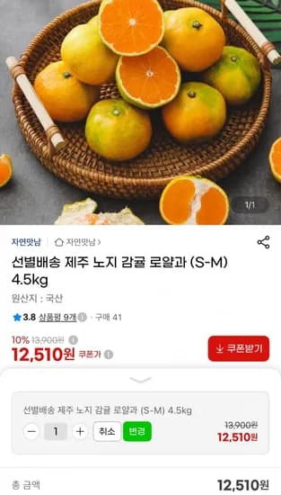제주 노지 감귤 4.5kg 로얄과
