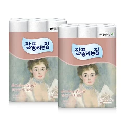 잘풀리는집 키친타월 150매 x 12롤 x 2팩 (총 24롤) 11,970원