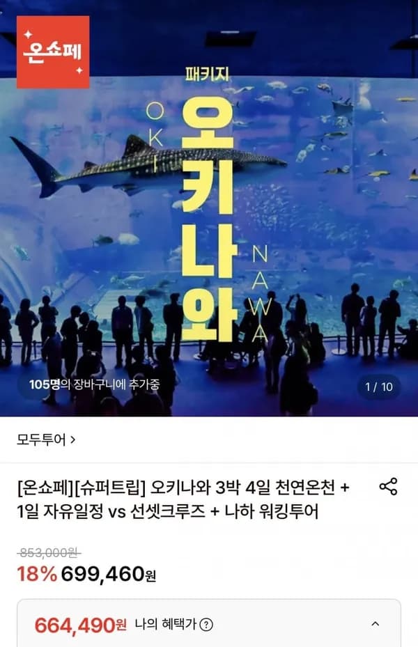 오키나와 3박4일 패키지 일정선택가능 699,460원
