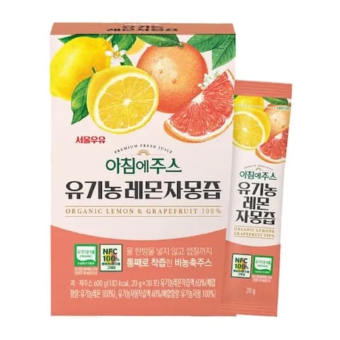 서울우유 아침에주스 유기농 레몬자몽즙 20g 30포 3,000원