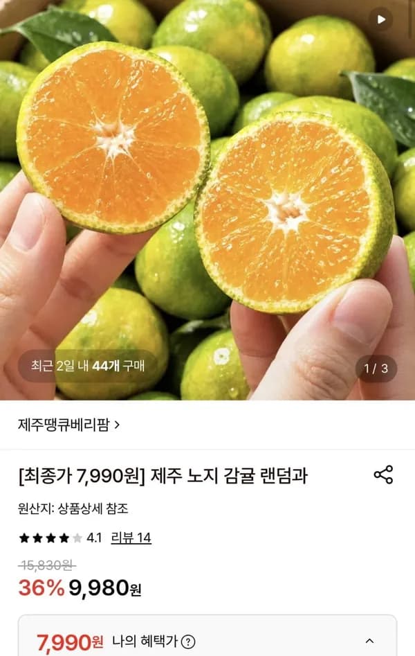 제주 노지 감귤 4.5kg 혼합(2S-M)