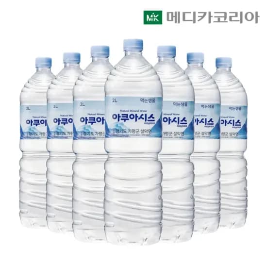 아쿠아시스 유라벨 생수 2L 6개입 2팩