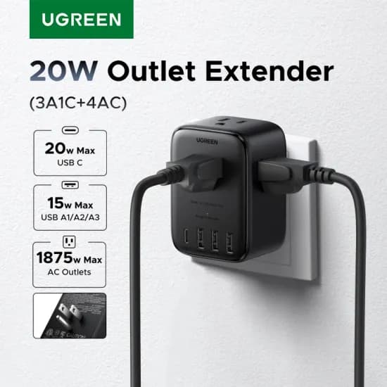 UGREEN 8 in 1 PD 20W 멀티탭 4 AC 콘센트
