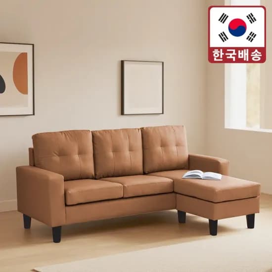 가죽/패브릭 3인용 모듈 소파