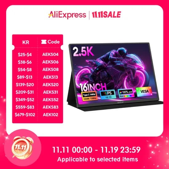 ZEUSLAP 560*1600 16:10 휴대용 모니터