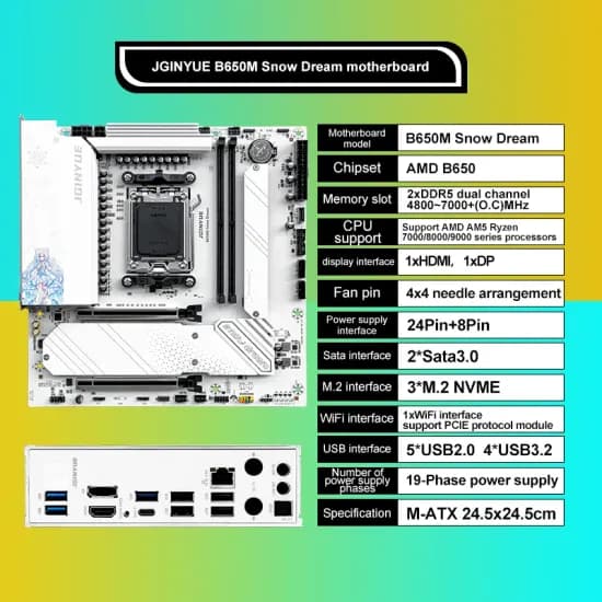 MACHINIST AMD 프로세서 듀얼 채널 마더보드 JGINYUE AMD B550 AM4 미니 ITX 마더보드
