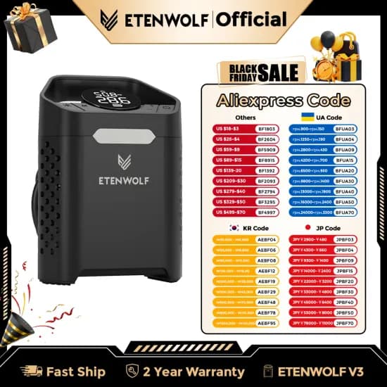 ETENWOLF V3 휴대용 타이어 공기 주입기 펌프