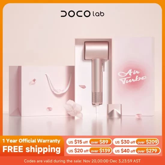 DOCO 소닉 전동 칫솔 15.69달러 DOCO 헤어 드라이어 고속 110000 RPM 28.62달러