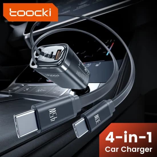 toocki 105W 차량용 충전기 USB C 접이식 케이블
